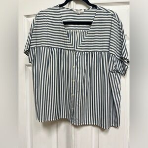 Madewell Blue & White striped drop blouse  sz M